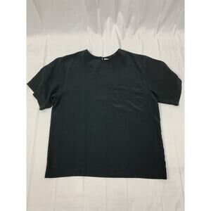 Vintage Ginger Meggs Women’s Short Sleeve Silky Top Chest Pocket Black M